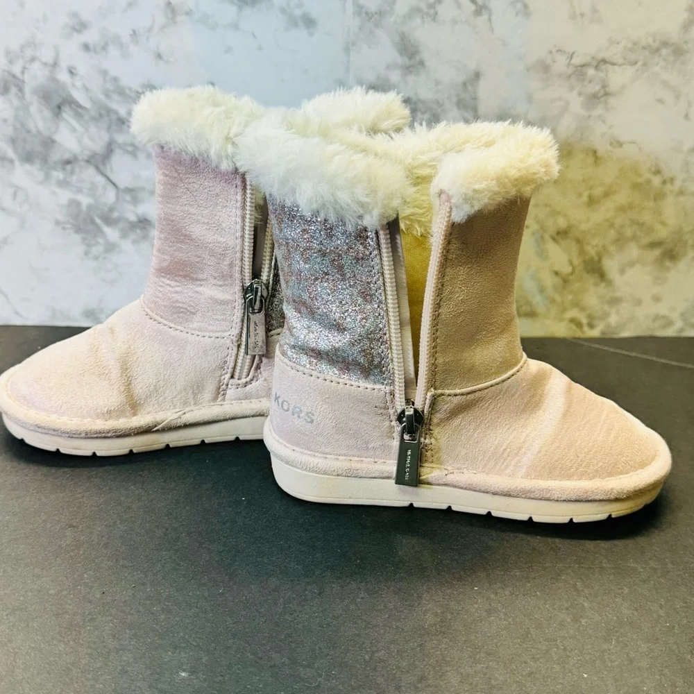 Michael Kors Girls Faux Fur Suede Boot Pink Multi Toddler Girl’s Size 7